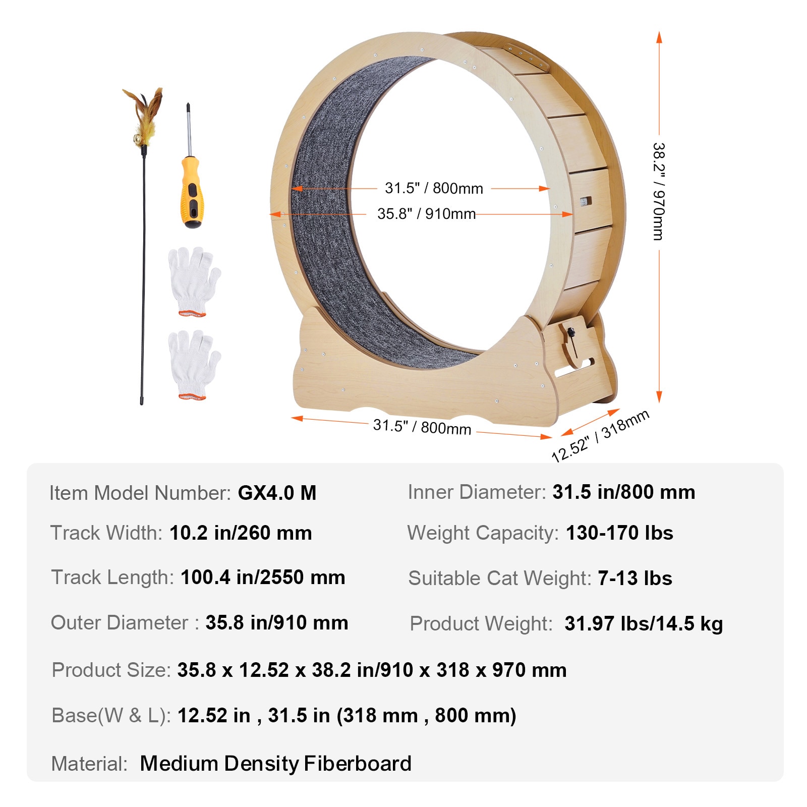 Cat Exercise Wheel Large Cat Treadmill Wheel For Indoor Cats 35.8 Inch_voghion.com